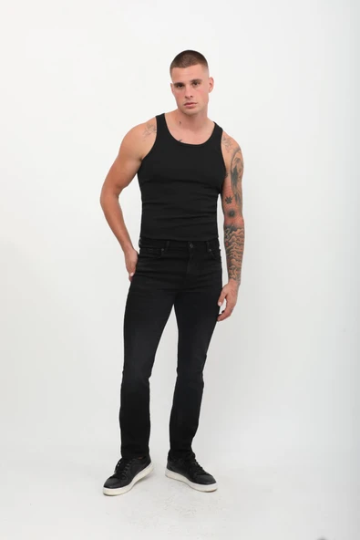 Erkek Regular Fit Jean Pantolon Siyah - 3