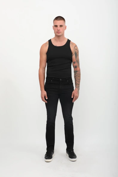 Erkek Regular Fit Jean Pantolon Siyah - 6