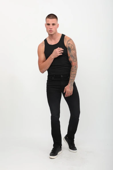 Erkek Regular Fit Jean Pantolon Siyah - 4
