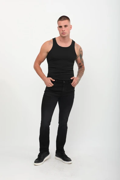 Erkek Regular Fit Jean Pantolon Siyah - 5