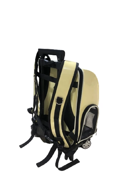 Kedi Köpek Kapsüllü Çekçekli Valiz Bej - Resim 4