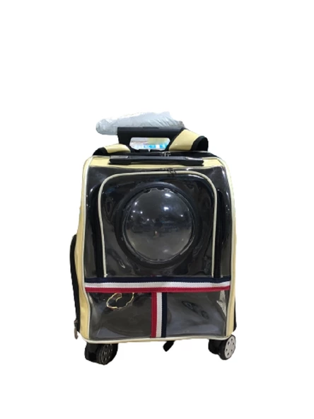 Kedi Köpek Kapsüllü Çekçekli Valiz Bej - Resim 2