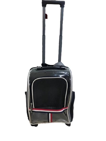 Kedi Köpek Şeffaf Çekçekli Valiz Gri ürün görseli