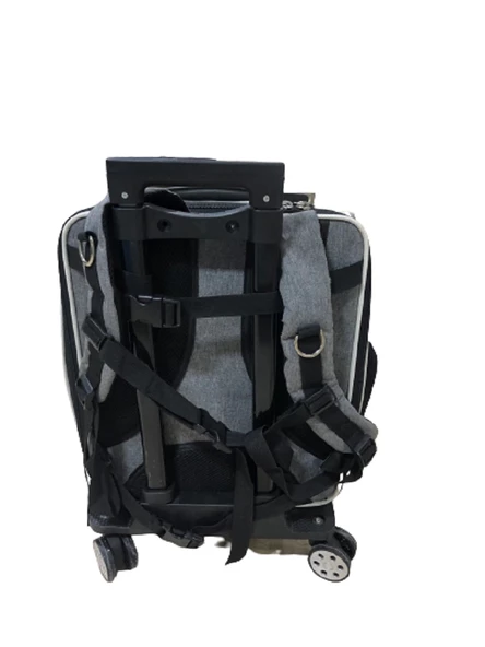 Kedi Köpek Şeffaf Çekçekli Valiz Gri - Resim 4