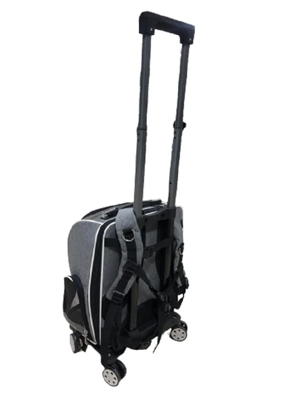 Kedi Köpek Şeffaf Çekçekli Valiz Gri - Resim 2