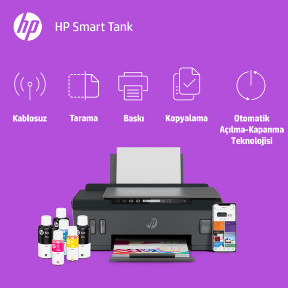 HP Smart Tank 515 Fotokopi Tarayıcı Wi - Fi Mürekkep Püskürtmeli Tanklı Yazıcı 1TJ09A - 4