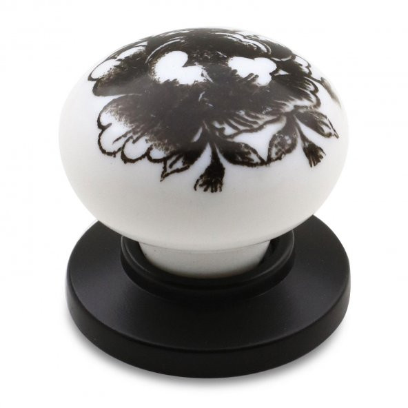 Mobilya Çekmece Dolap Kapak Kulpu Kulbu Beyaz Siyah Desenli Polimer Kulp - Resim 2