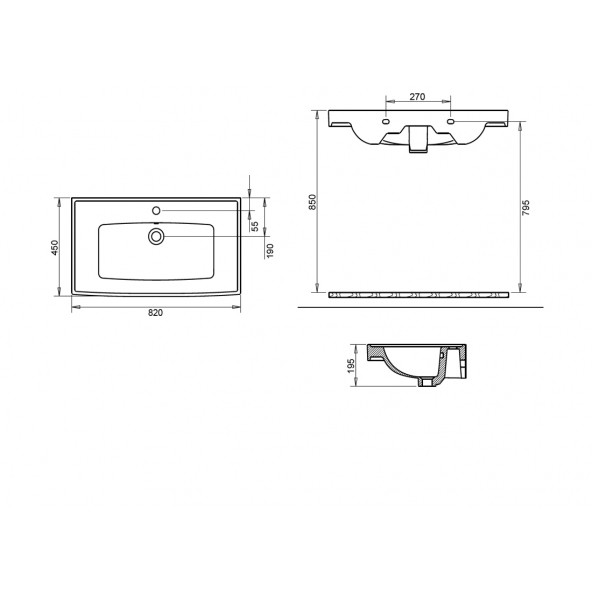 Turavit Safir 80x45 cm Etejer Uyumlu Lavabo - 3