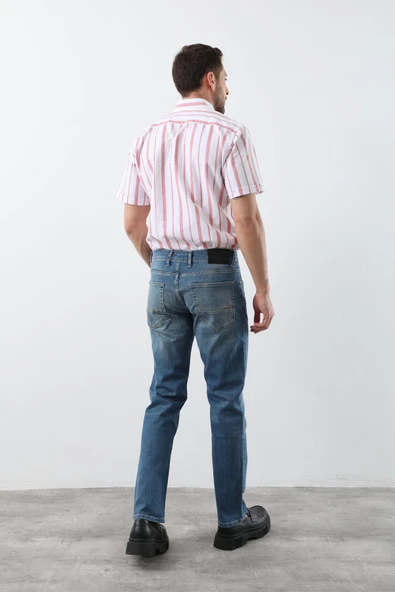 Erkek Açık Mavi Düz Kesim Jean Pantolon - Resim 5
