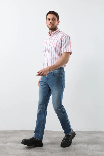 Erkek Açık Mavi Düz Kesim Jean Pantolon - Resim 2