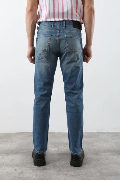 Erkek Açık Mavi Düz Kesim Jean Pantolon - Resim 7