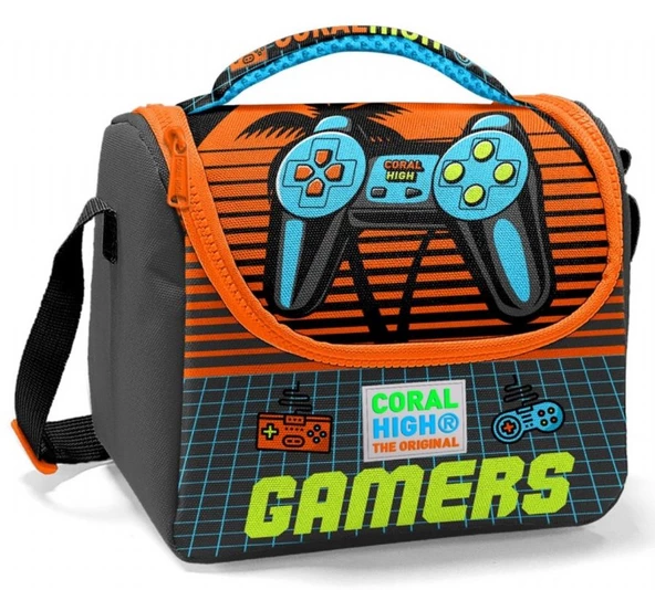 Coral High İlkokul Beslenme Çantası - Erkek Çocuk - Gri Kırmızı Gamers