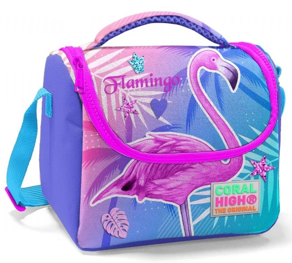 Coral High Mavi Pembe Flamingo Okul Beslenme Çantası - Kız Çocuk