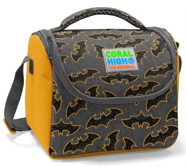Coral High Siyah Yarasa Desenli Erkek Çocuk Isı Yalıtımlı Beslenme Çantası ürün görseli