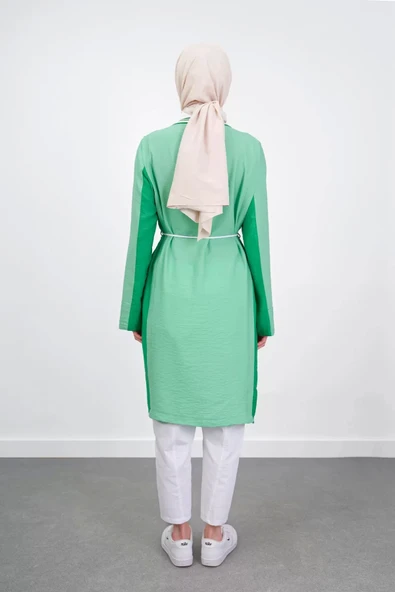 Bel Bağcıklı Taş İşlemeli Tunik - Elma Yeşili/Benetton - 3