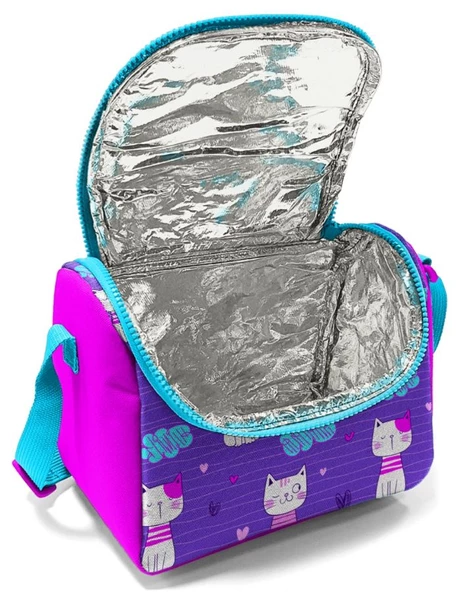 Coral High Kız Çocuk Mor Pembe Kedi Okul Beslenme Çantası - Isı Yalıtımlı - 2