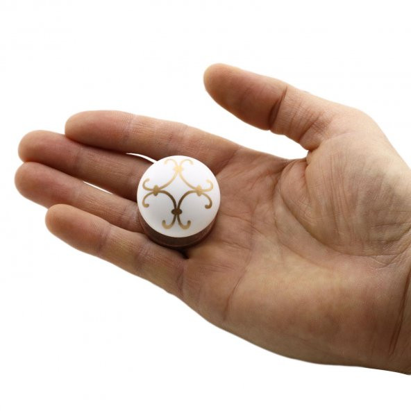 Mobilya Çekmece Dolap Kapak Kulpu Kulbu Beyaz Antik Bakır Desenli Polimer Kulp - Resim 3