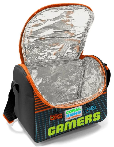 Coral High Gri Kırmızı Gamers Erkek Çocuk Beslenme Çantası Seti - Resim 2