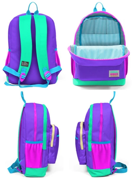 Coral High Mor Dört Bölmeli İlkokul ve Günlük Sırt Çantası - Kız Çocuk - Resim 4