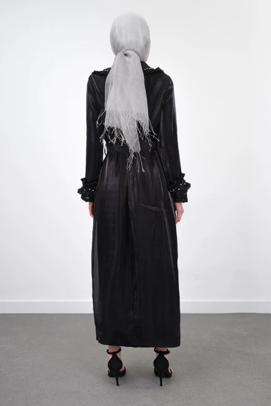 Taş İşlemeli Tam Boy Luxury Takım - Siyah - 3