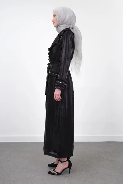 Taş İşlemeli Tam Boy Luxury Takım - Siyah - 2