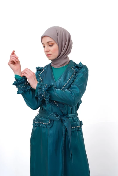 Taş İşlemeli Tam Boy Luxury Takım - Zümrüt - 5