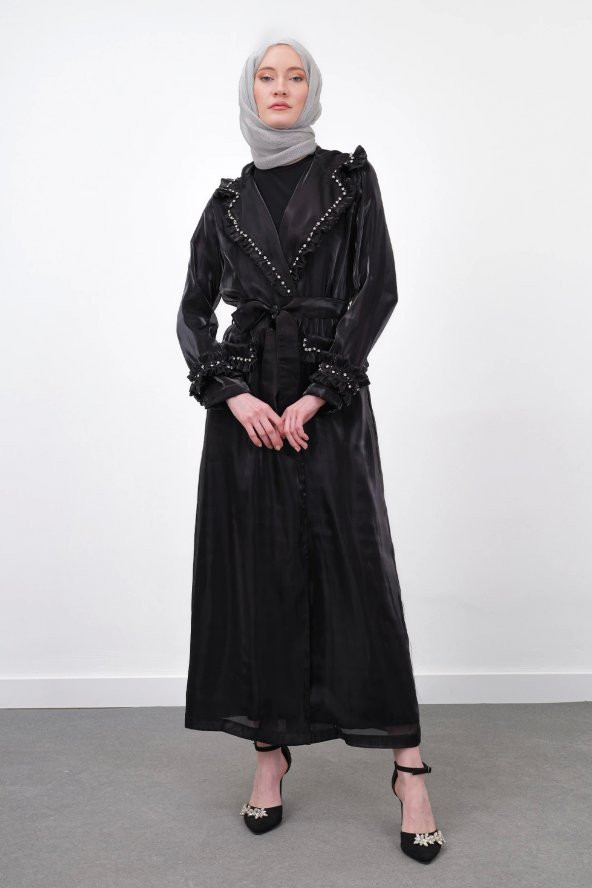 Taş İşlemeli Tam Boy Luxury Takım - Siyah - 8