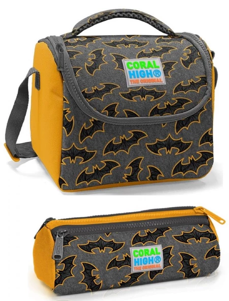 Coral High Erkek Çocuk Sarı Siyah Yarasa Beslenme Çantası Seti ürün görseli