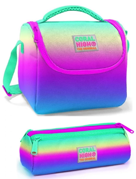 Coral High Kız Çocuk Renkli Beslenme Çantası Seti