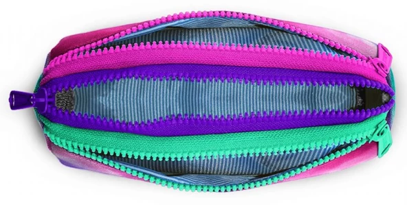 Coral High Renkli Airbrush Üç Bölmeli Kalem Çantası - Kız Çocuk - Resim 2