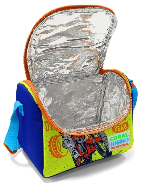 Coral High Sarı Mavi Motorsiklet Çekçek Okul Çantası Seti - Işıklı Tekerlekler - Erkek Çocuk - Resim 4