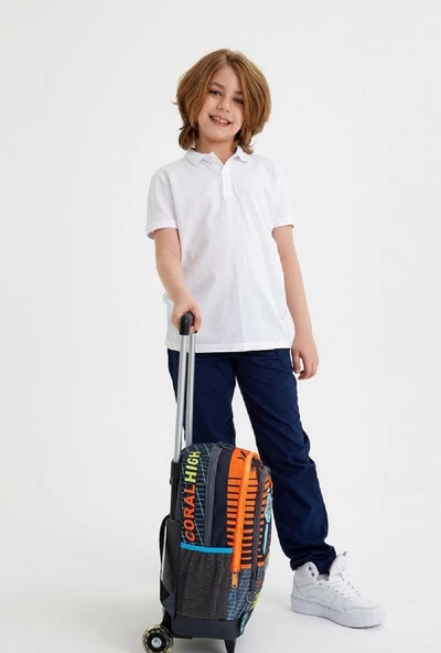 Coral High Turuncu Gamers Çekçek Okul Çantası Seti - Işıklı Tekerlekler - Erkek Çocuk - 3