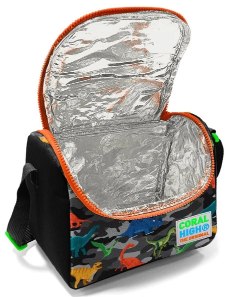 Coral High Gri Yeşil Dinazor Çekçek Okul Çantası Seti - Işıklı Tekerlekler - Erkek Çocuk - Resim 4