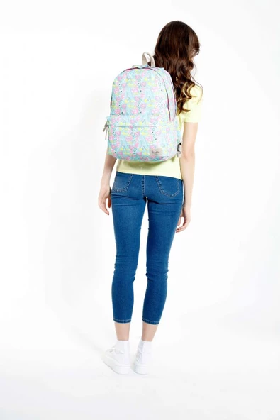 Kaukko Nature Yeşil Summer Flamingo Kız Çocuk Okul ve Günlük Sırt Çantası - Resim 3