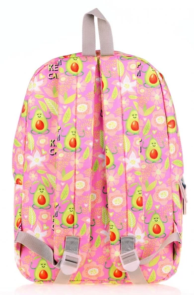 Kaukko Nature Pembe Sarı Avokado Kız Çocuk Okul ve Günlük Sırt Çantası - Resim 2