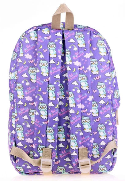 Kaukko Nature Mor Baykuş Kız Çocuk Okul ve Günlük Sırt Çantası - Resim 2