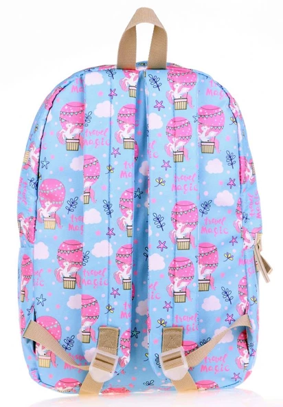 Kaukko Nature Mavi Pembe Travel Magic Kız Çocuk Okul ve Günlük Sırt Çantası - Resim 2