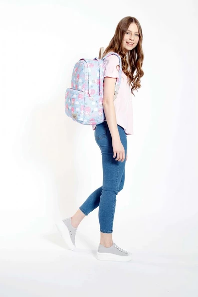 Kaukko Nature Mavi Pembe Travel Magic Kız Çocuk Okul ve Günlük Sırt Çantası - Resim 3