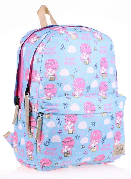 Kaukko Nature Mavi Pembe Travel Magic Kız Çocuk Okul ve Günlük Sırt Çantası ürün görseli