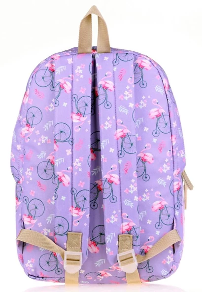 Kaukko Nature Lila Flamingo Kız Çocuk Okul ve Günlük Sırt Çantası - 2