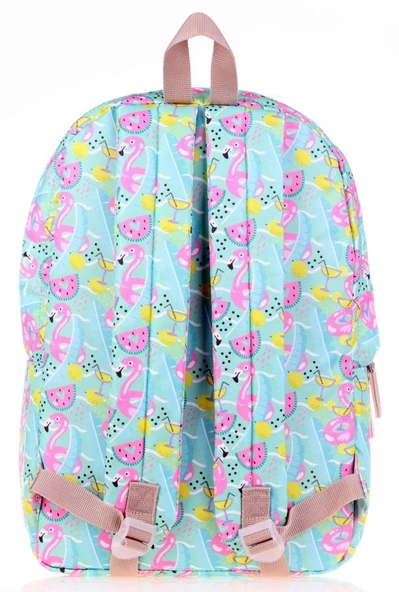 Kaukko Nature Yeşil Summer Flamingo Kız Çocuk Okul ve Günlük Sırt Çantası - Resim 2