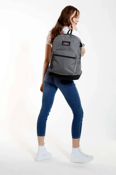 Kaukko Gri Üç Bölmeli Okul ve Günlük Sırt Çantası - (Erkek) Ortaokul, Lise, Kolej - 3