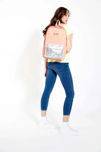 Kaukko Bright Scale Somon Kız Çocuk Okul Sırt Çantası - İlkokul Ortaokul - Resim 3