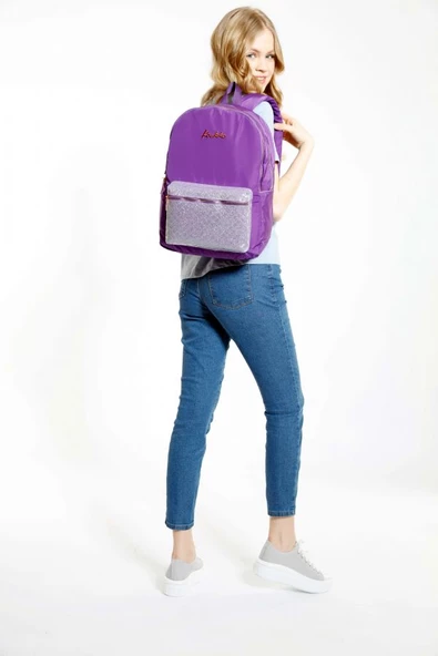 Kaukko Bright Mor Kapitone Okul ve Günlük Sırt Çantası - Kız Çocuk - Resim 3