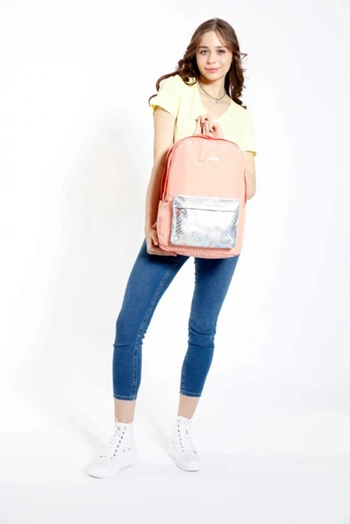 Kaukko Bright Scale Somon Kız Çocuk Okul Sırt Çantası - İlkokul Ortaokul - Resim 4