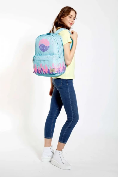 Kaukko Layer Turkuaz Pembe Okul ve Günlük Sırt Çantası - Good Vibes - Kız - Resim 3