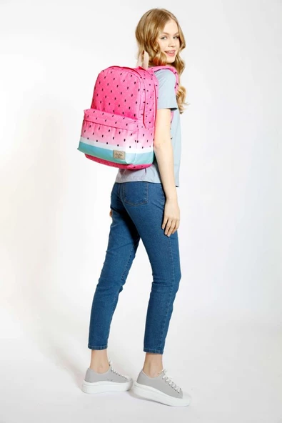 Kaukko Layer Pembe Yeşil Karpuz Okul ve Günlük Sırt Çantası - Watermelon - Kız - Resim 3