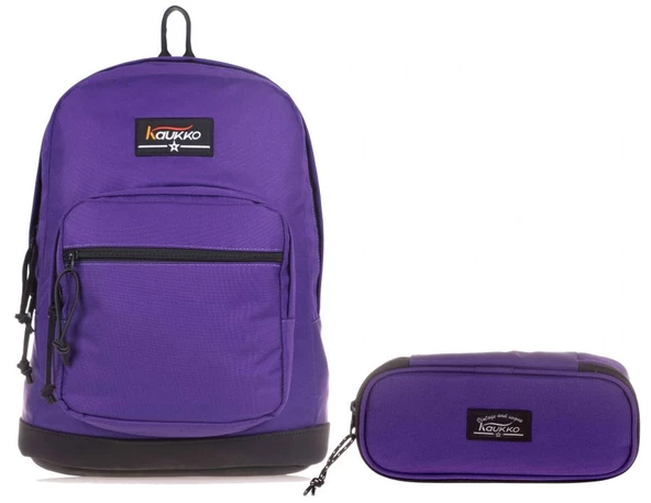 Kaukko Mor Üç Bölmeli Okul Günlük Sırt Çantası ve Kalemlik Seti (Kız) ürün görseli