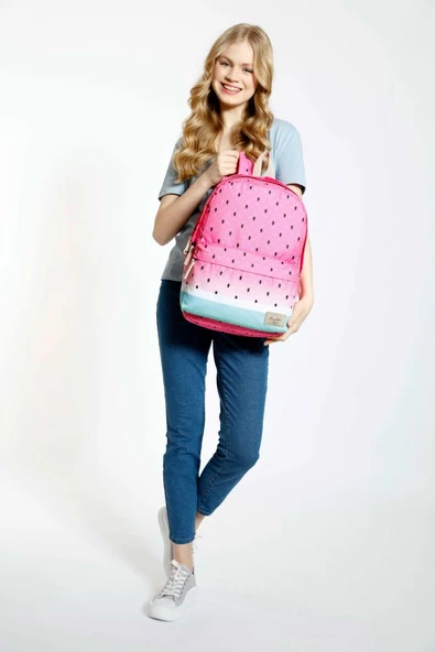 Kaukko Layer Pembe Yeşil Karpuz Okul ve Günlük Sırt Çantası - Watermelon - Kız - Resim 4