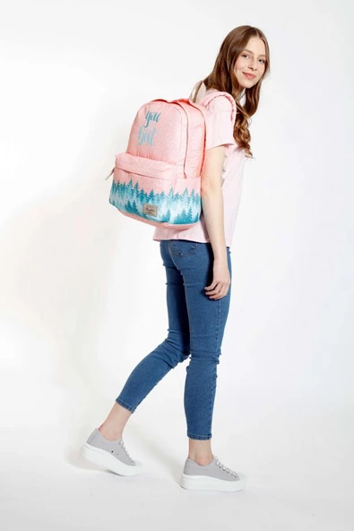 Kaukko Layer Pembe Yeşil Okul ve Günlük Sırt Çantası - Mountain - Kız - 3